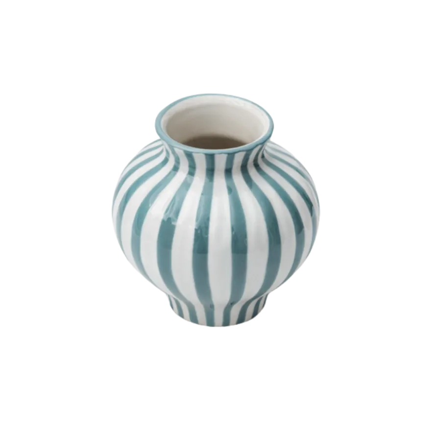 Vase BETSY i Grå/Grøn Stribe (Ø14,7x13,5cm)