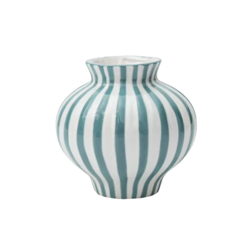 Vase BETSY i Grå/Grøn Stribe (Ø14,7x13,5cm)