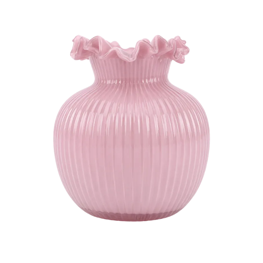 Vase BIANA (17,5x20,5cm) i Lyserød Glas