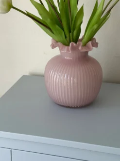 Vase BIANA (17,5x20,5cm) i Lyserød Glas