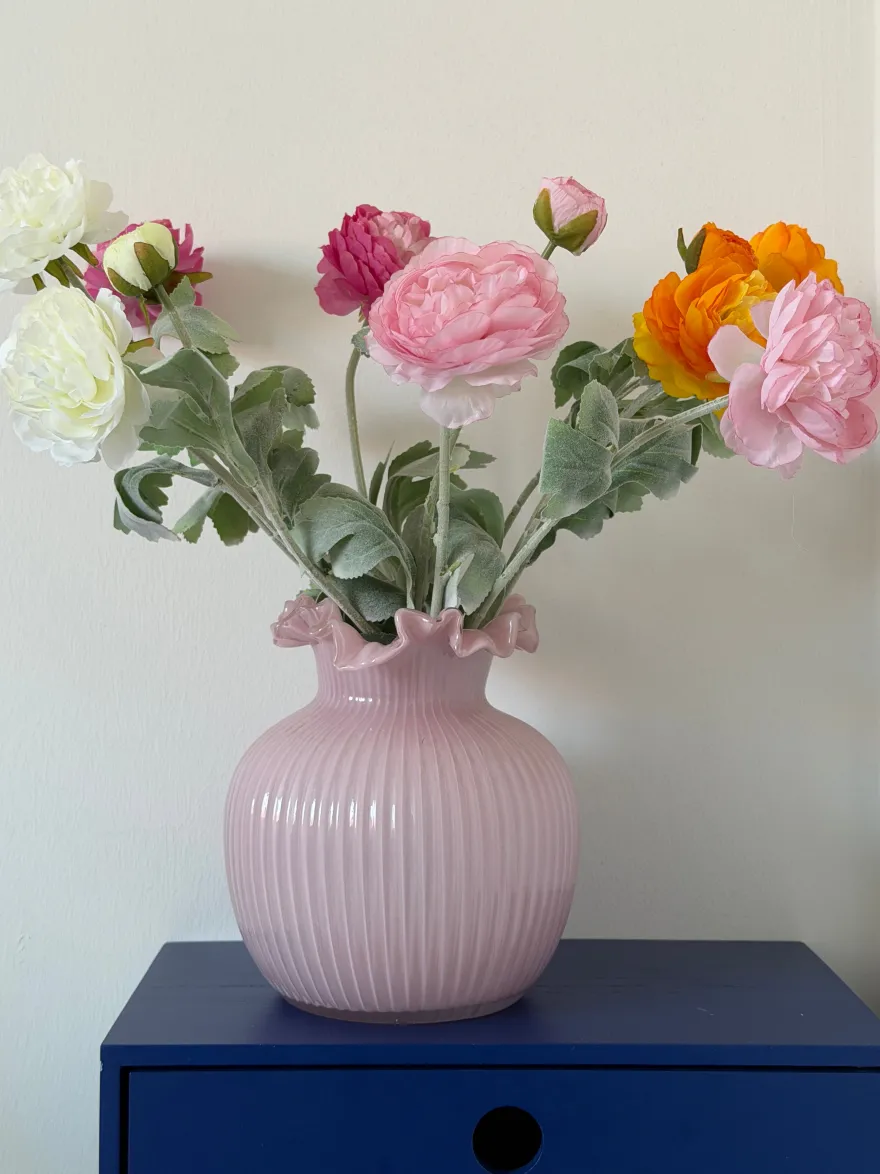 Vase BIANA (17,5x20,5cm) i Lyserød Glas