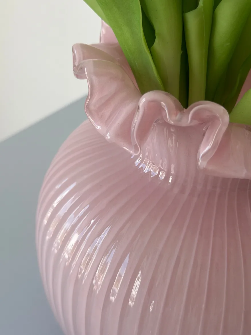 Vase BIANA (17,5x20,5cm) i Lyserød Glas