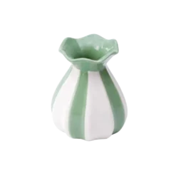 Vase m. Grøn Stribe (10,9x7x12cm)