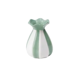 Vase m. Grøn Stribe (10,9x7x12cm)