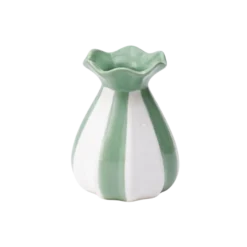 Vase m. Grøn Stribe (10,9x7x12cm)