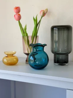 Villa Collection Vase Drum Glas i Lyserød (12x19,5cm)