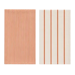 Viskestykke CORFITZ 2-pak i Striber Beige/Rust (50x70cm)