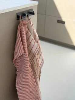 Viskestykke CORFITZ 2-pak i Striber Beige/Rust (50x70cm)